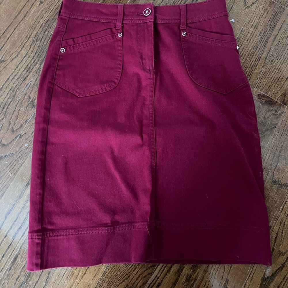 Red under the knee skirt